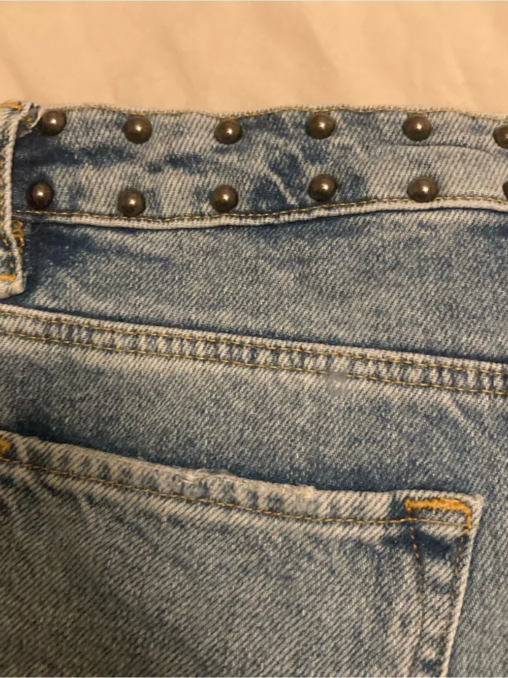 All Saints Studded Blue Denim Mini Skirt size US 0